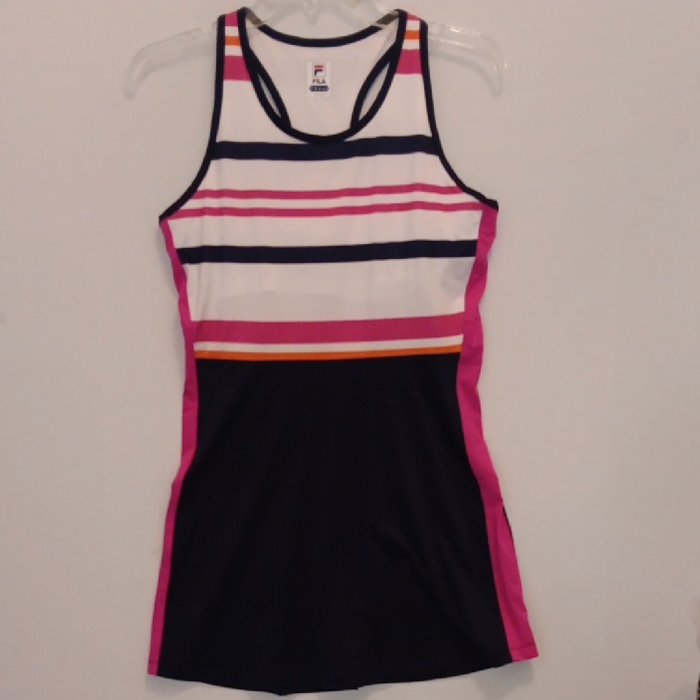 COLORFUL STRIPED ONE-PIECE TENNIS DRESS